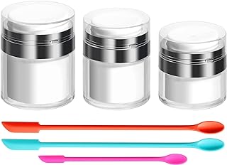 JPNK Airless Pump Bottles Empty Cosmetic Container with Silicone Spatula Set for Creams Gels Lotion Toiletry (Silver)