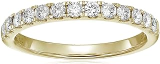 VIR JEWELS 1/2 carat (ctw) Diamond Wedding Anniversary Band for Women, Half Eternity Round Diamond Engagement Ring 14K Yellow Gold Prong Pave Set 0.50 cttw, Size 4-10