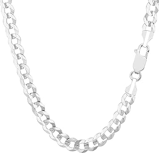 Jewelry Affairs 14k White Solid Comfort Curb Chain Bracelet, 5.7mm, 8.5"