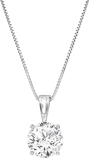 1/2-3.00 CT Diamond, 14k White Gold 4 Prong Set Round-cut Lab Grown Diamond Solitaire Stud Pendant Necklace (J, VS-SI) Jewelry for Women
