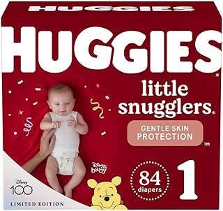 Huggies Size 1 Diapers, Little Snugglers Newborn Diapers, Size 1 (8-14 lbs), 84 Count