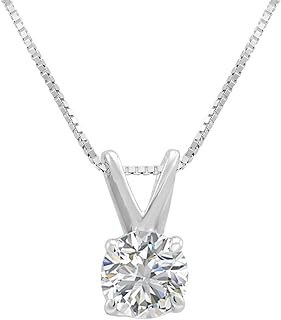 Amanda Rose Collection IGI Certified 1/2ct Diamond Solitaire Pendant Necklace in 14K White Gold on an 18 inch White Gold Box Chain