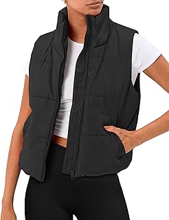 Trendy Queen Puffer Vest Women Sleeveless Winter Outerwear Warm Puffer Lightweight Fashion Stand-up Collar Down Vest
