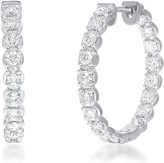 La Joya Lab Grown Diamond Inside Out Hoop Earrings for Women | 3/4-2 CT TW 925 Sterling Silver Diamond Hoops | Sparkling GH VS/SI Diamond Hoops | Ideal Pair of Womens Diamond Earrings for Gifting