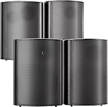 STUDIOFINIX 800W 6.5 Inch Outdoor Bluetooth Speakers Waterproof Wired with Multifunctional Amplifier Wall Mount Weatherproof Loudspeaker System for Patio Garden Poolside Home(4 Speakers,Black)