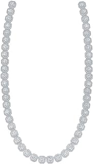 The Diamond Deal 14kt White Gold Mens Baguette Diamond Square Link Chain Necklace 17-1/4 Cttw