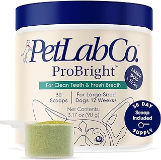 PetLab Co. ProBright Dental Powder - Dog Breath Freshener - Teeth Cleaning Made Easy – Targets Tartar & Bad Breath - Formulated for Large Dogs