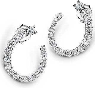 1 Ct Diamond Hoop Earrings 1 CTTW Lab Created Round Shape Diamonds Color F Clarity VS For Women Diamond Origin Lab Grown 14K White Gold