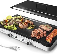 GREECHO Induction Cooktop with Electric Griddle, 2 Burner Portable Electric Cooktop, 5 Gear Heating and Independent Control Electric Cooktop, 1400W Hot Plates for Cooking, White
