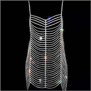 YLYAJY Crystal Chain Full Body Necklace Jewelry for Women Rhinestone Bikini Maxi Dress Body Jewelry