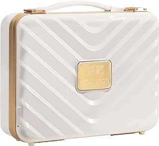 ROWNYEON Travel Makeup Case With Light Up Mirror Portable Train Case Organizer Makeup Box for Girls Makeup Artist, Makeup Tools, Hairstylist Travel Makeup Case （White）