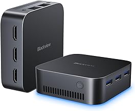 Blackview MP80 Mini PC Intel 12th N95(up to 3.4GHz), 16GB LPDDR5 512GB M.2 SSD Mini Desktop Computers Windows 11 Pro, Support Dual LAN, 3 HDMI, 2.4/5G WiFi, 4K UHD