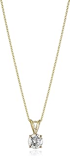 Amazon Collection 14k Gold Adjustable Prong Set Round-Cut Diamond Pendant