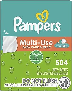 Pampers Multi Use Baby Wipes, Refreshing Rain - 504 Count, Body, Face & Mess Wipes (Packaging May Vary)