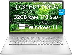 HP 2023 Newest Laptops for College Student & Business, 17.3'' HD+ Computer, Intel Core i3-1125G4, 32GB RAM, 1TB SSD, HDMI, Bluetooth, Windows 11, LIONEYE HDMI Cable, Silver (17-cn0003dx)