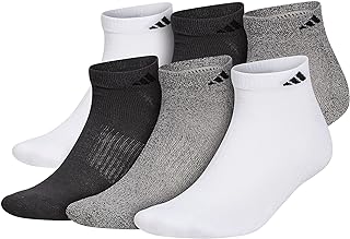 Men's Athletic Cushioned Low Cut Socks with Arch Compression for a Secure fit (6-Pair), White/Alumina Beige/Carbon Grey, L