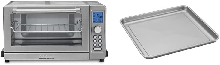 Cuisinart TOB-135N Deluxe Convection Toaster Oven Broiler, Brushed Stainless & AMB-TOBCS Toaster Oven Baking Pan, Silver, 11.2"(l) x 10.7"(w) x 0.8"(h)