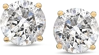 Amazon Collection Certified 14k Gold Diamond with Screw Back and Post Stud Earrings (J-K Color, I1-I2 Clarity)