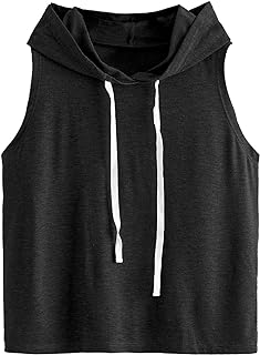 SweatyRocks Women's Summer Sleeveless Hooded Tank Top T-Shirt for Athletic Exercise Relaxed Breathable