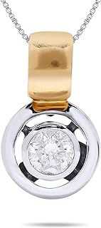 Jewelry Bliss .45 Carat Solitaire Diamond Pendant Necklace For Women in 14k White and Yellow Gold, 18 Inch Chain