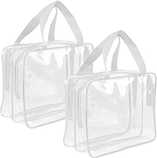 APREUTY Clear Makeup Bags Toiletry Bag, 2 pcs Large Clear Travel Bag for Toiletries, with 2 Compartments Zipper Closure Clear Travel Bags Airport Airline Compliant Bag for Portable Men Women(White)