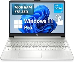 HP 2023 Business Laptop, 15.6" HD Touchscreen, Intel Dual-Core i3-1115G4 3.0 GHz, 16GB DDR4 RAM, 1TB PCIe SSD, HDMI, WiFi, Bluetooth, 8 Hours Battery Life, Windows 11 Pro, Silver, MarsPC