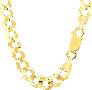 Jewelry Affairs 14k Yellow Real Solid Gold Comfort Curb Chain, 10mm, 8.5"