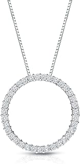 Diamond Wish 1/6 to 1 Carat Diamond Circle of Life Round Pendant Necklace for Women in 14k Gold (I1-I2, cttw) on 18 Inch Long Chain with Spring Ring Clasp