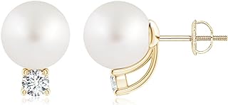 ANGARA Natural South Sea Cultured Pearl Solitaire Stud Earrings for Women Girls in 14K Solid Gold/Platinum | June Birthstone Jewelry Gift for Her | Birthday | Wedding | Anniversary