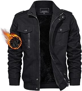 TACVASEN Men's Winter Jacket-Fleece Cotton Military Coat Thicken Casual Cargo Bomber Jacket