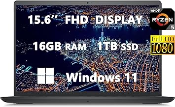 DELL 2023 Inspiron 15 3525 Laptops for Student & Business, 15.6'' FHD 120Hz LED Display, AMD Ryzen 5 5500U, AMD Radeon Graphics, 16GB RAM|1TB SSD, HDMI, SD-Card Slot, Long Battery Life, Windows 11