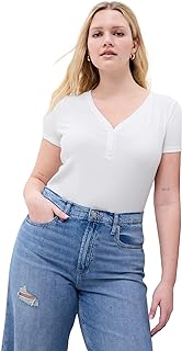 GAP Women's Ribbed Short Sleeve Henley