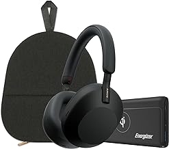 Sony WH-1000XM5 Wireless Noise Canceling Over-Ear Headphones (Black) with Accessory Bundle (2 Items)