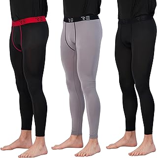 3 Pack: Men's Active Compression Pants - Workout Base Layer Tights Leggings