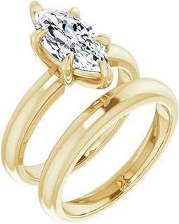 Petite Halo Vine Moissanite Diamond Ring Set, 5.00 CT Marquise Moissanite Engagement Ring Set, Wedding Ring Set, Bridal Ring, Promise/Anniversary Rings for Women (11)