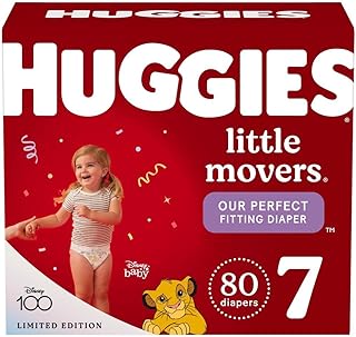 Huggies Size 7 Diapers, Little Movers Baby Diapers, Size 7 (41+ lbs), 80 Count