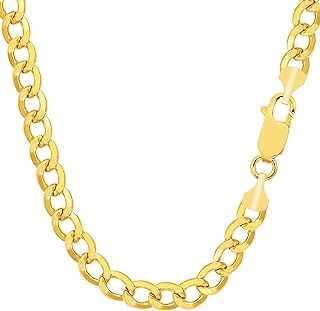 Jewelry Affairs 10k Yellow Gold Curb Hollow Chain Necklace, 6.1mm