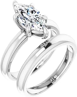 Petite Halo Vine Moissanite Diamond Ring Set, 5.00 CT Marquise Moissanite Engagement Ring Set, Wedding Ring Set, Bridal Ring, Promise/Anniversary Rings for Women (10.5)