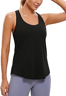 CRZ YOGA Womens Pima Cotton Racerback Workout Tank Tops Lightweight Loose Sleeveless Tops Athletic Gym Shirts