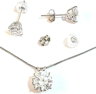 Luxury 18k Solid Gold Diamond Jewelry SETS 3.5 carat Diamond Earring Necklace SETS HANDMADE Masterpiece Designer Jewelry 8mm Diamond Solitaire Jewelry Set 3.5 ct Birthday Graduation Anniversary presen