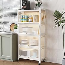 COVAODQ 5 Tier Pantry Storage Cabinet Baker Racks for Kitchen with Storage Microwave Rack