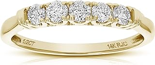 VIR JEWELS 1/2 cttw 5 Stone Diamond Ring Engagement Bridal in 14K Yellow Gold Round Prong