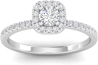 Sk Jewel,Inc 1/2ctw Diamond Halo Engagement Ring in 10k White Gold