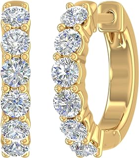 3/4 Carat Diamond Hoop Huggies Earrings in 14K Gold or Platinum (I1-I2 Clarity)
