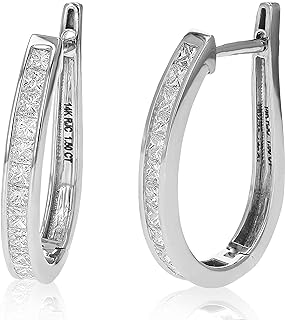 Vir Jewels 1.50 cttw Princess Cut Diamond Hoop Earrings 14K White Gold Channel Set