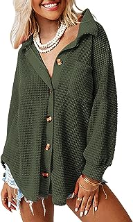 AUTOMET Womens Shackets Waffle Knit Casual Jackets Button Down Flannel Shirts Trendy Tops Fall Clothes 2023 Fashion Outfits