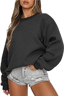 ANRABESS Women's Long Sleeve Sweatshirt Casual Crewneck Loose Fit Pullover Hoodie Fleece Fall Tops