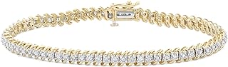 Hdiamonds 1.00 Carat Total Weight (CTTW) 10K White/Yellow Gold Diamond Tennis Bracelet for Women
