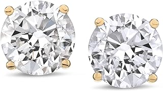 Amazon Collection Certified 14k Gold Round-Cut Diamond Stud Earrings (1/4-2 cttw, K-L Color, I1-I2 Clarity)