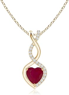 ANGARA Natural Ruby infinity Heart Pendant Necklace with Diamond in 14K Yellow Gold for Women, Girls with 18" Chain (5mm Weight-0.55ct ) | July Birthstone Jewelry Gift for Her | Wedding Anniversary